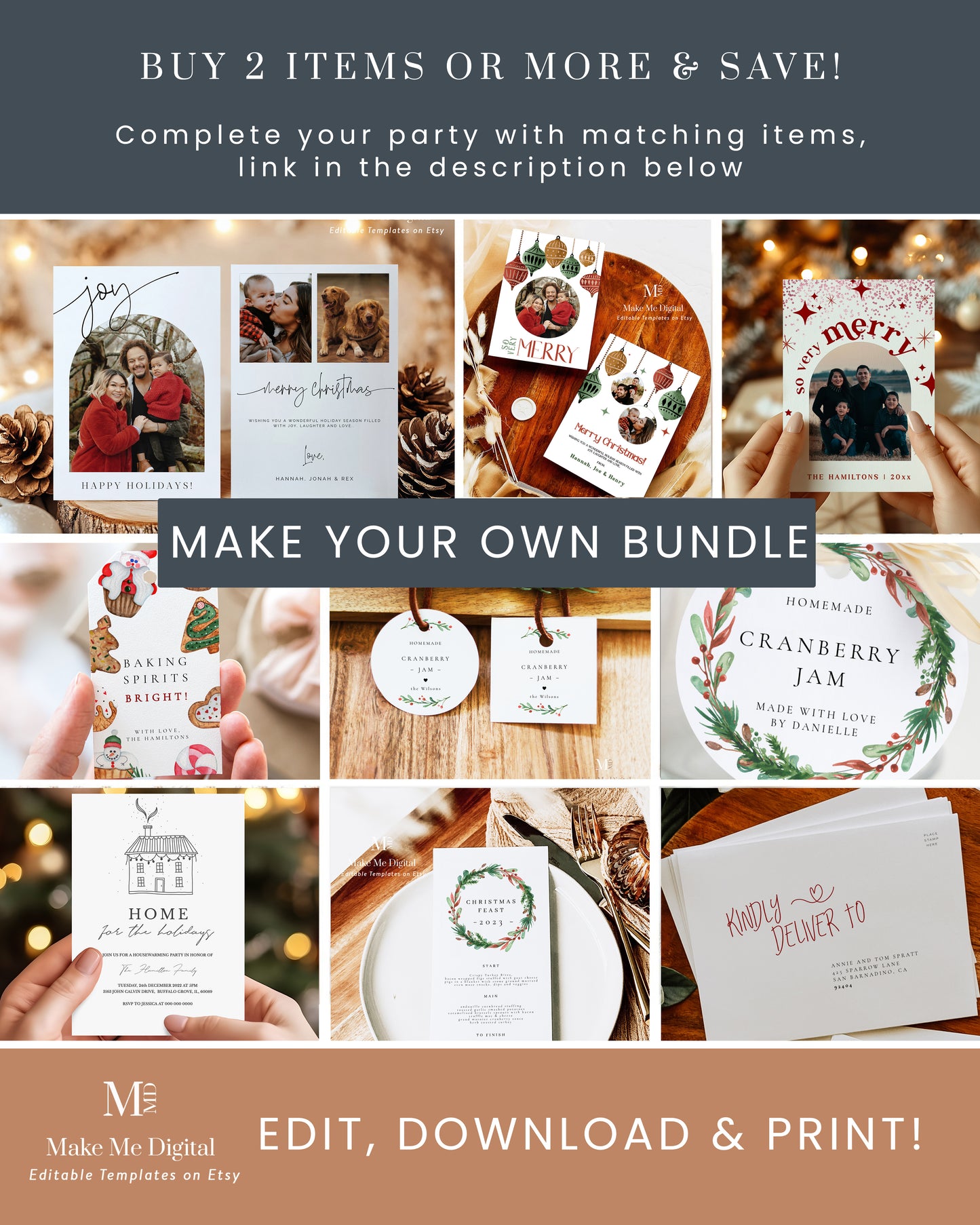 2024 Red Glitter Arch Christmas Card | So Very Merry Retro Family Photo Year in Review Template
