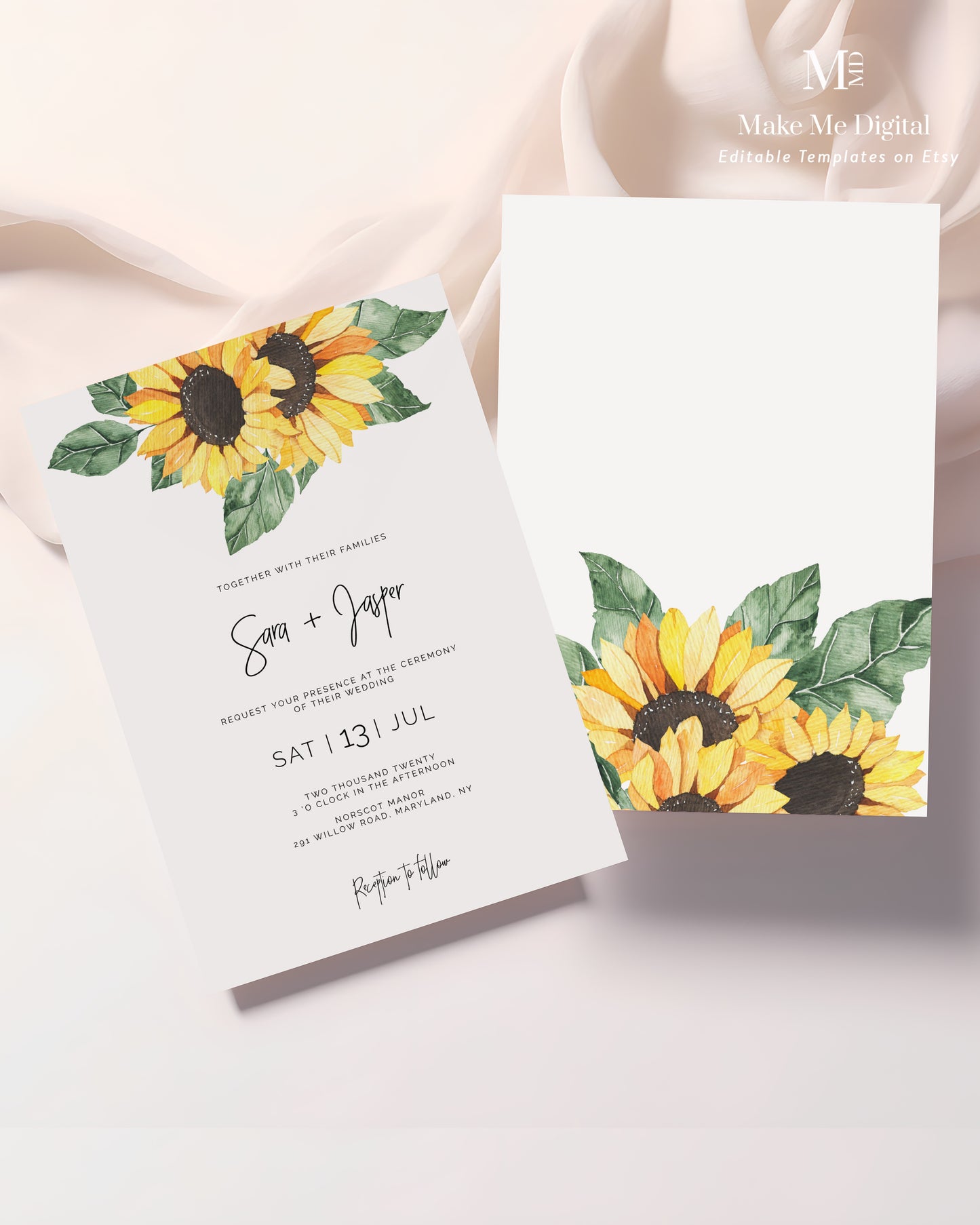 Sunflower Country themed Wedding Invitation Set