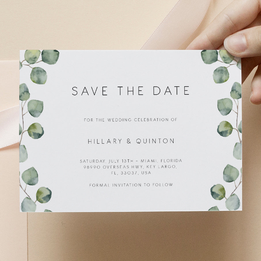 Silver Dollar Eucalyptus Save the Date
