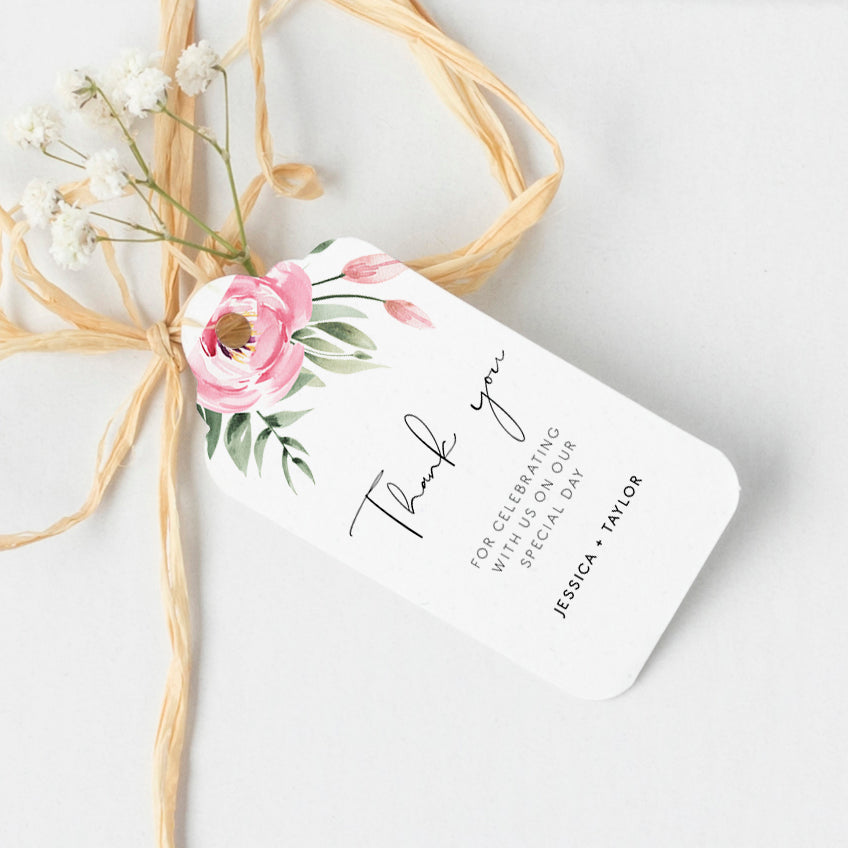 Serena Pink Peony Thank You Gift Tag