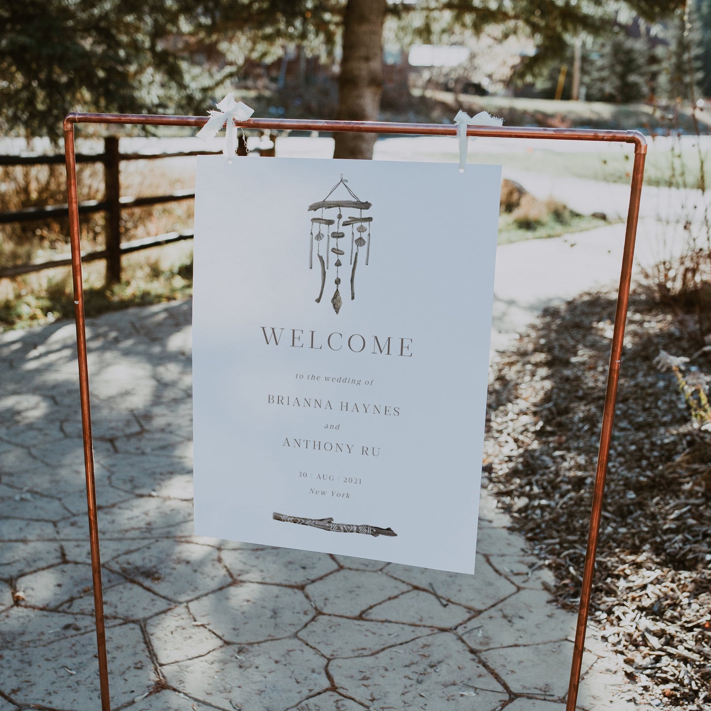 Bohemian Windchime Wedding Welcome Sign