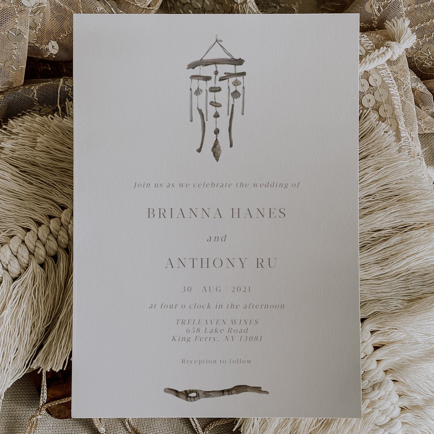 Bohemian Windchime Wedding Invitation