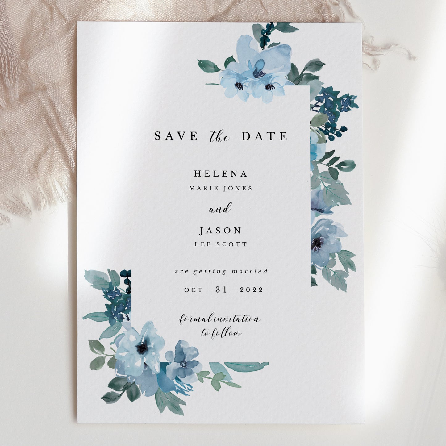 Blue Floral Save the Date