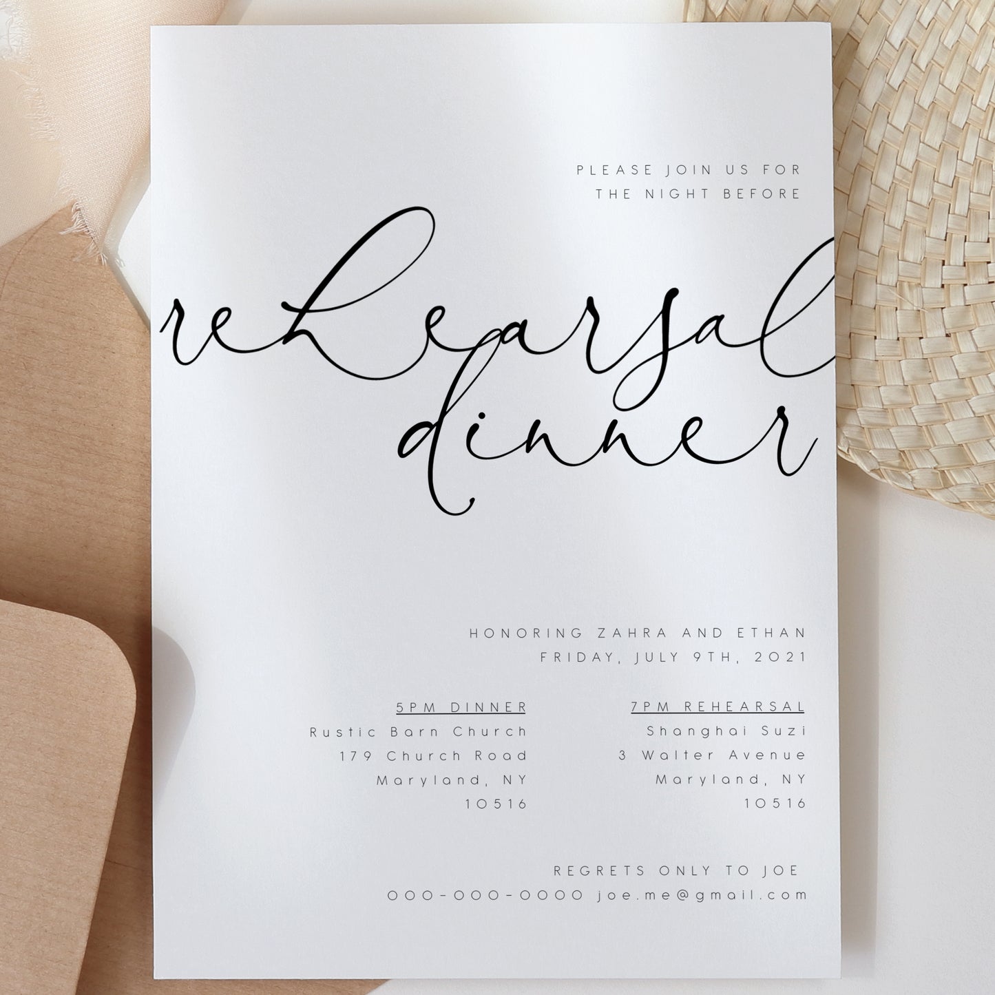 Contemporary Rehearsal Dinner Invitation
