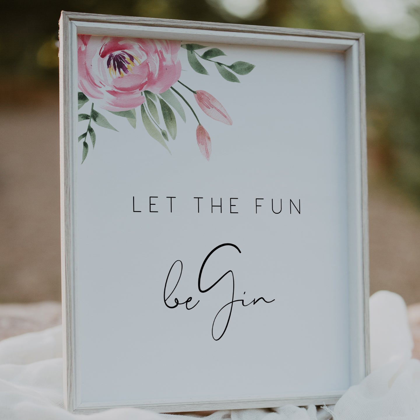 Serena Pink Peony Gin Bar Sign