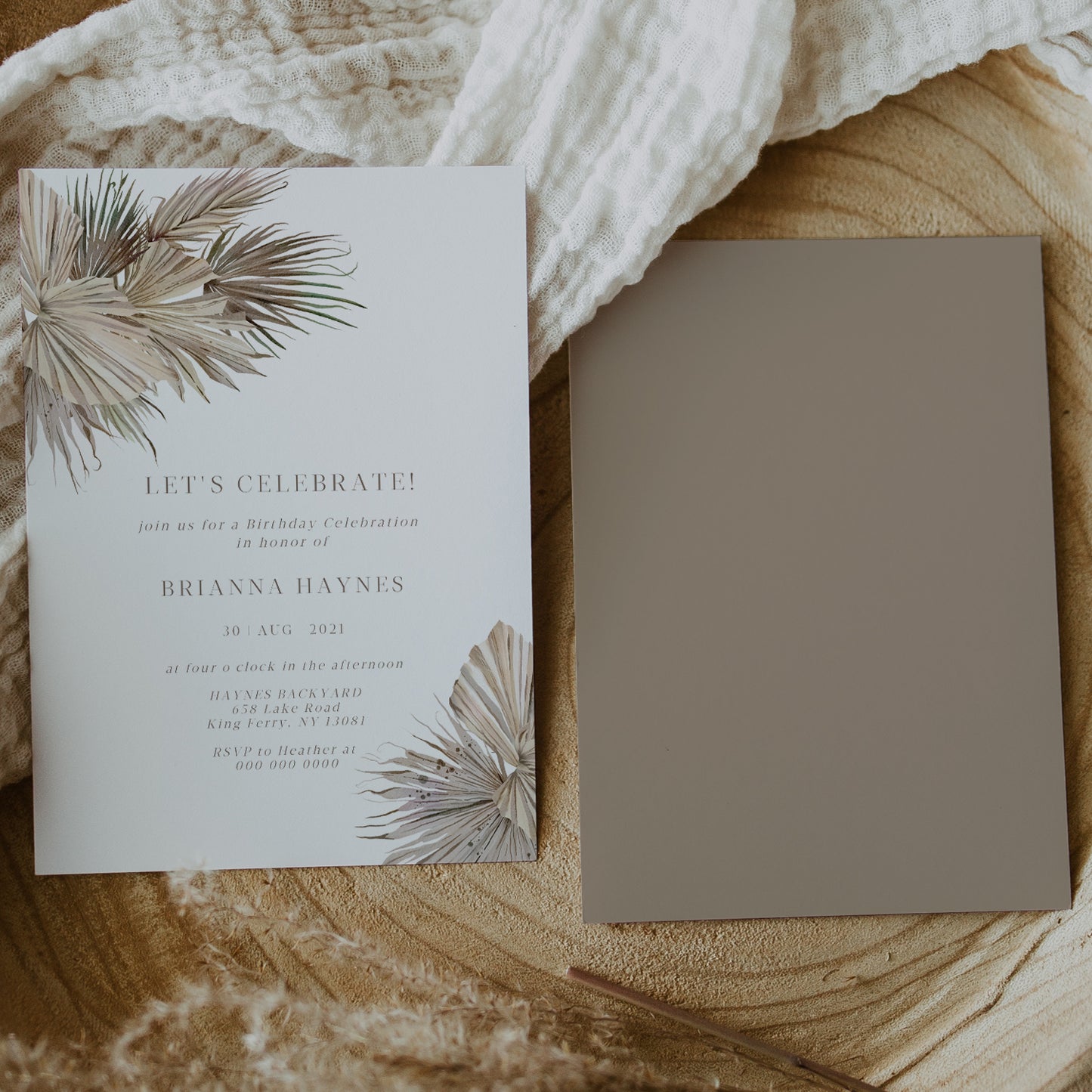 Rustic Desert Palm Birthday Party Invitation