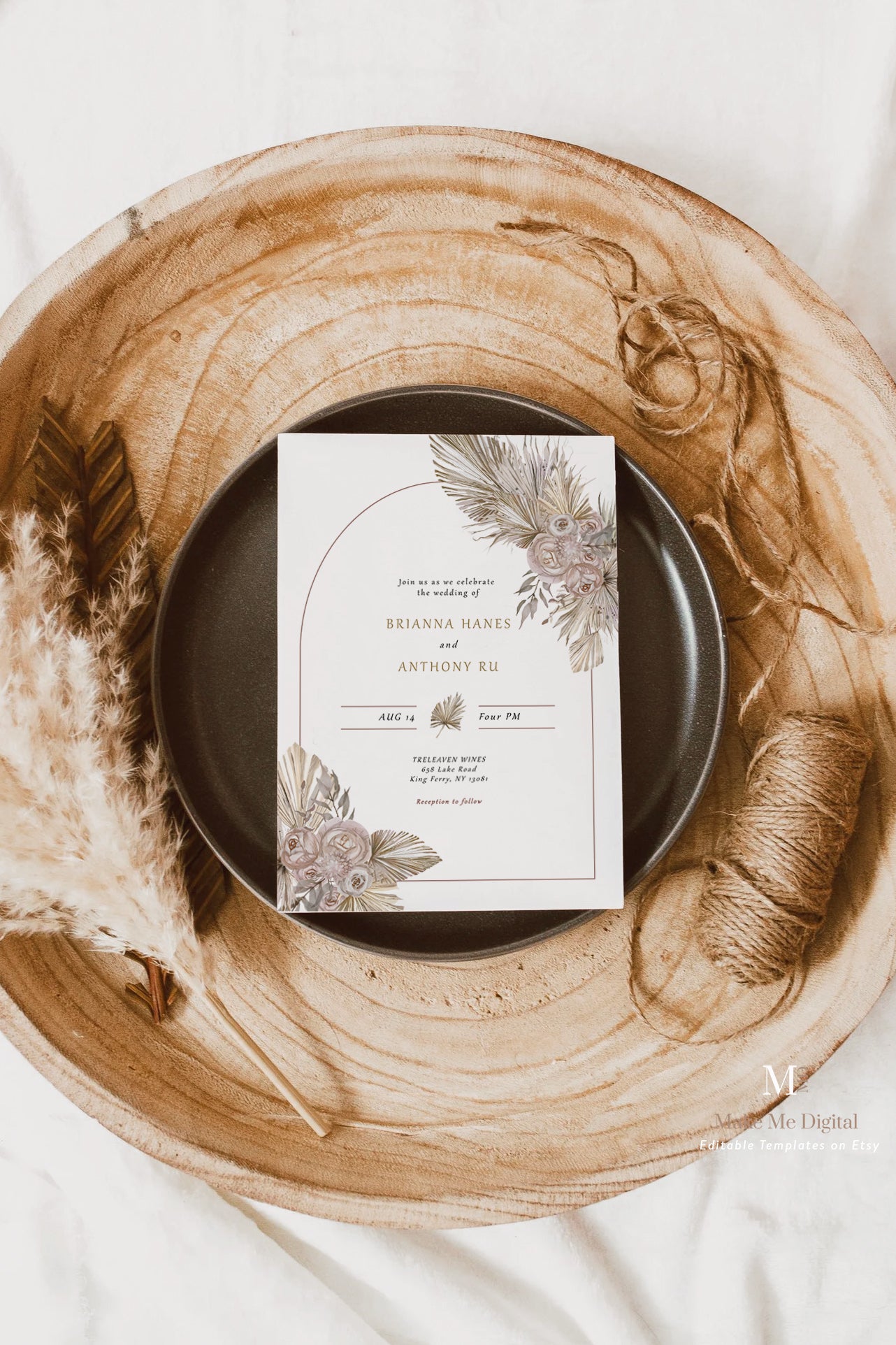 Dried Floral Desert Wedding Invitation Suite