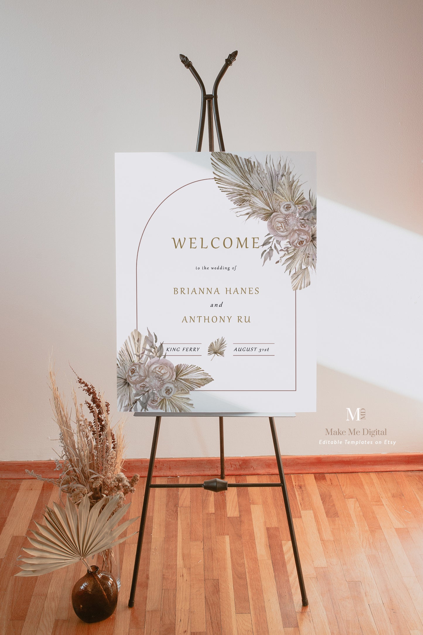 Dried Floral Desert Wedding Welcome Sign - Make Me Digital: printable event invitations, party games & decor