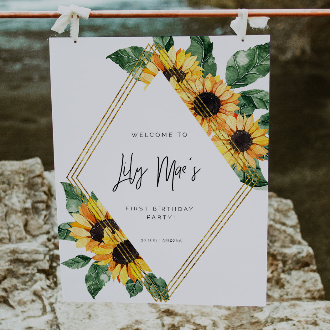 Sunflower First Birthday Welcome Sign