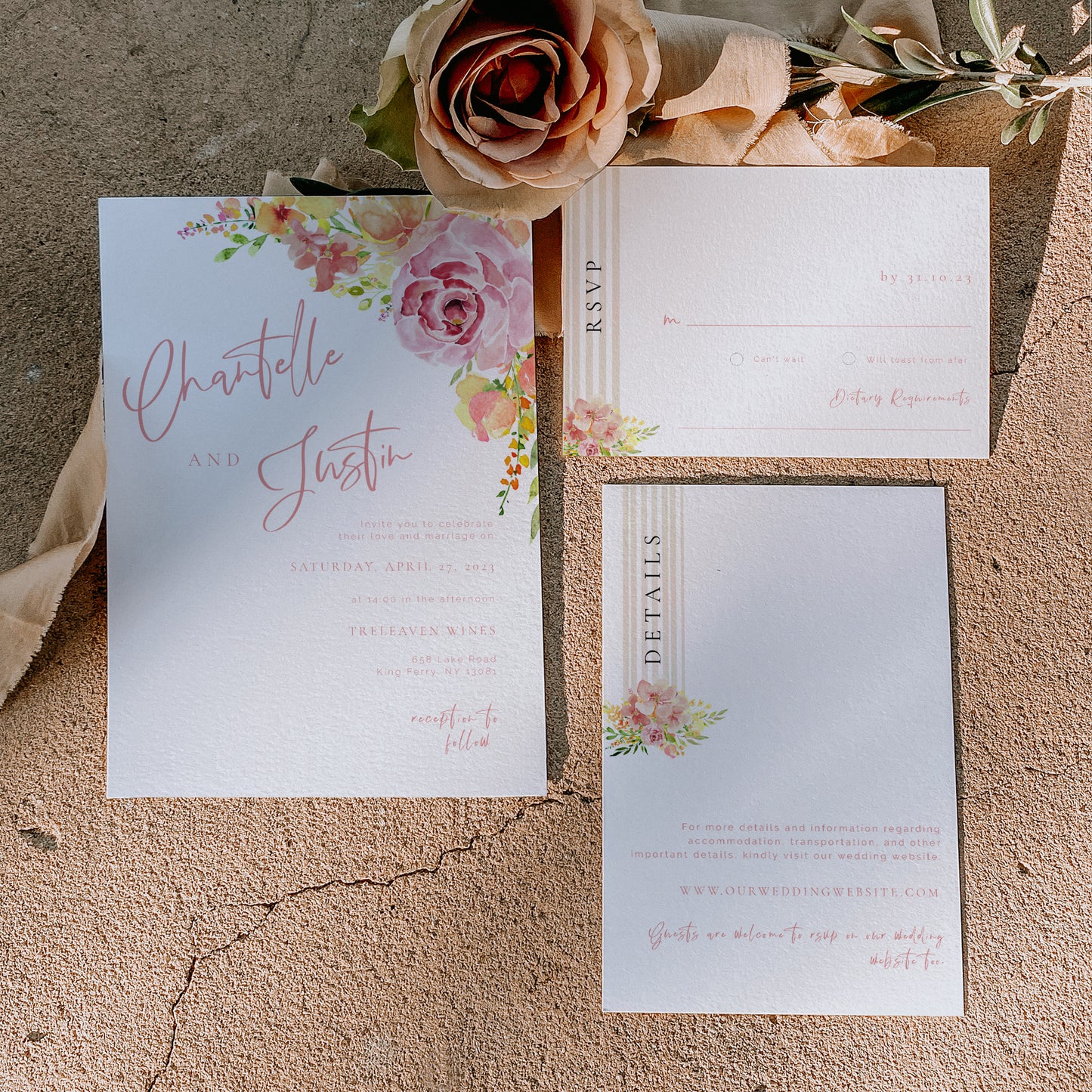 Spring Floral Wedding Invitation Suite