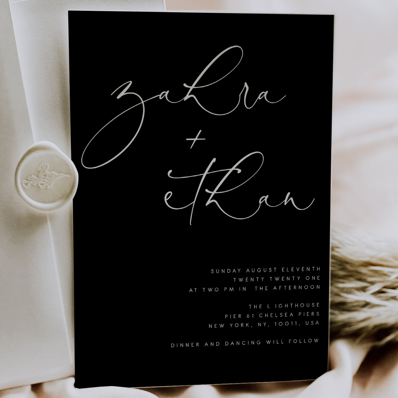 Contemporary Black Wedding Invitation