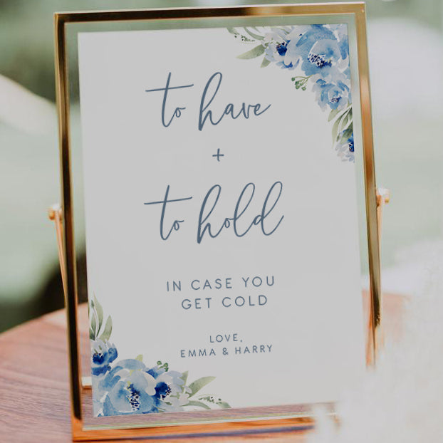 Dusky Blue Floral To Have and To Hold Sign