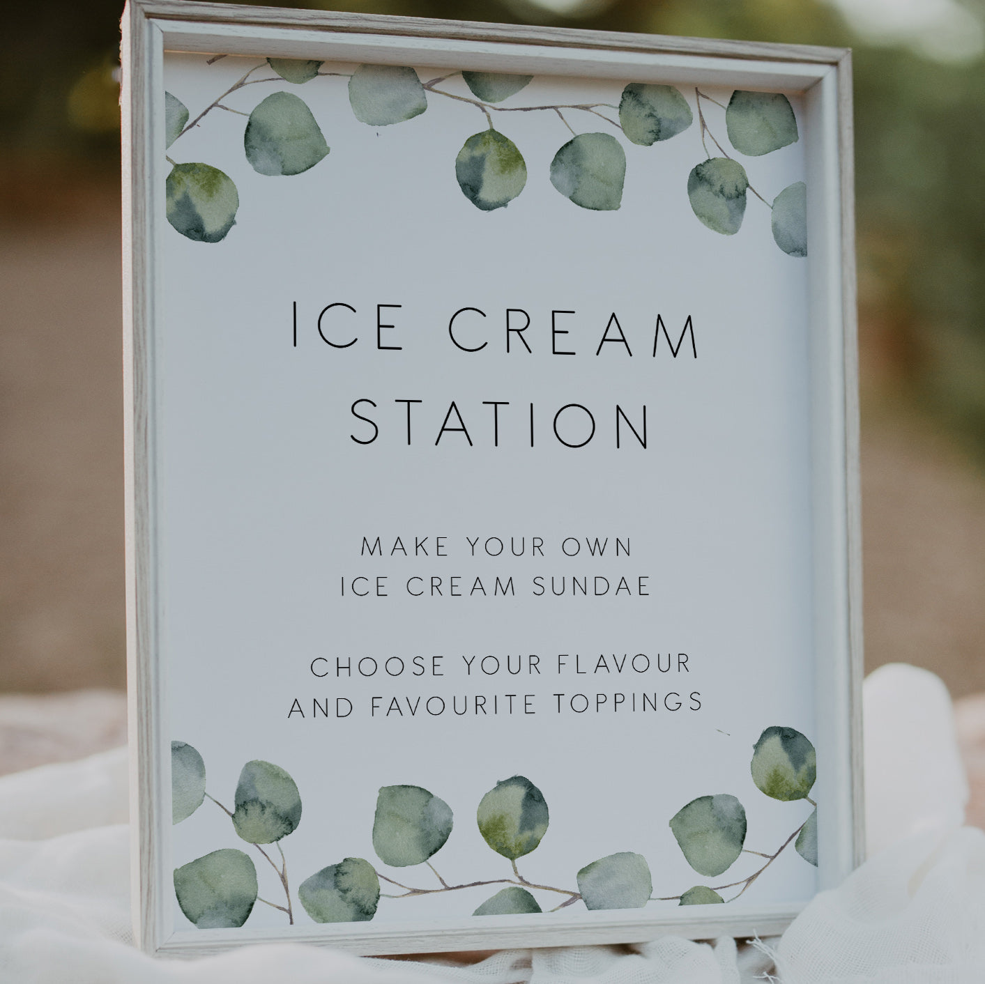 Silver Dollar Eucalyptus Ice Cream Station Sign