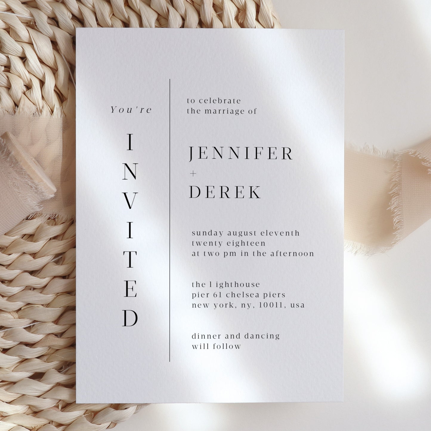 Minimalist Wedding Invitation - Make Me Digital: printable event invitations, party games & decor