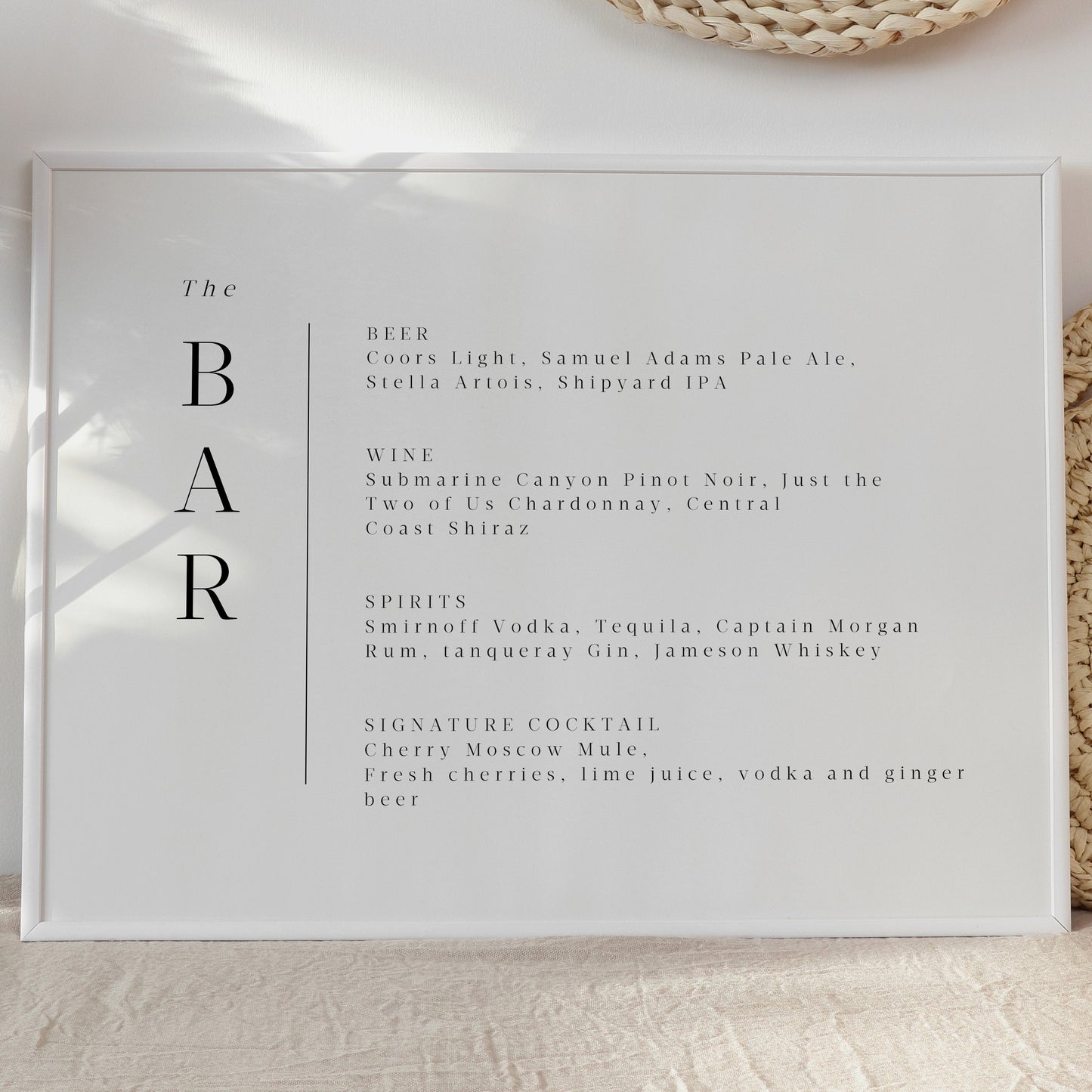 Minimalist Wedding Bar Sign - Make Me Digital: printable event invitations, party games & decor