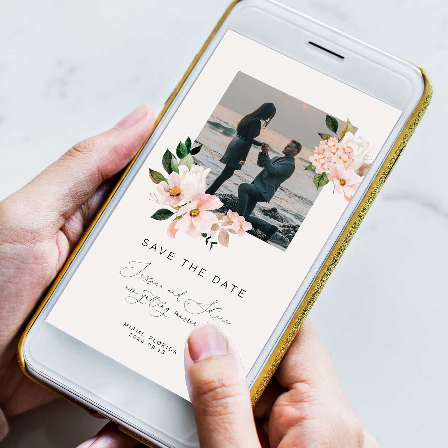 Pink Hydrangea Save the Date evite - Make Me Digital: printable event invitations, party games & decor