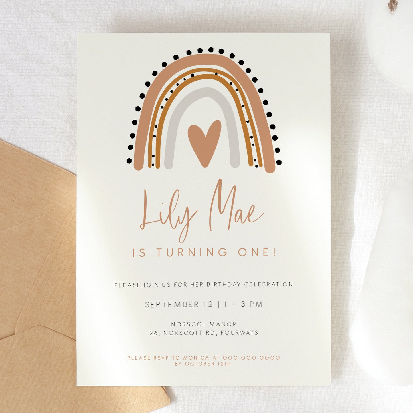 Rainbow First Birthday Invitation - MakeMeDigital