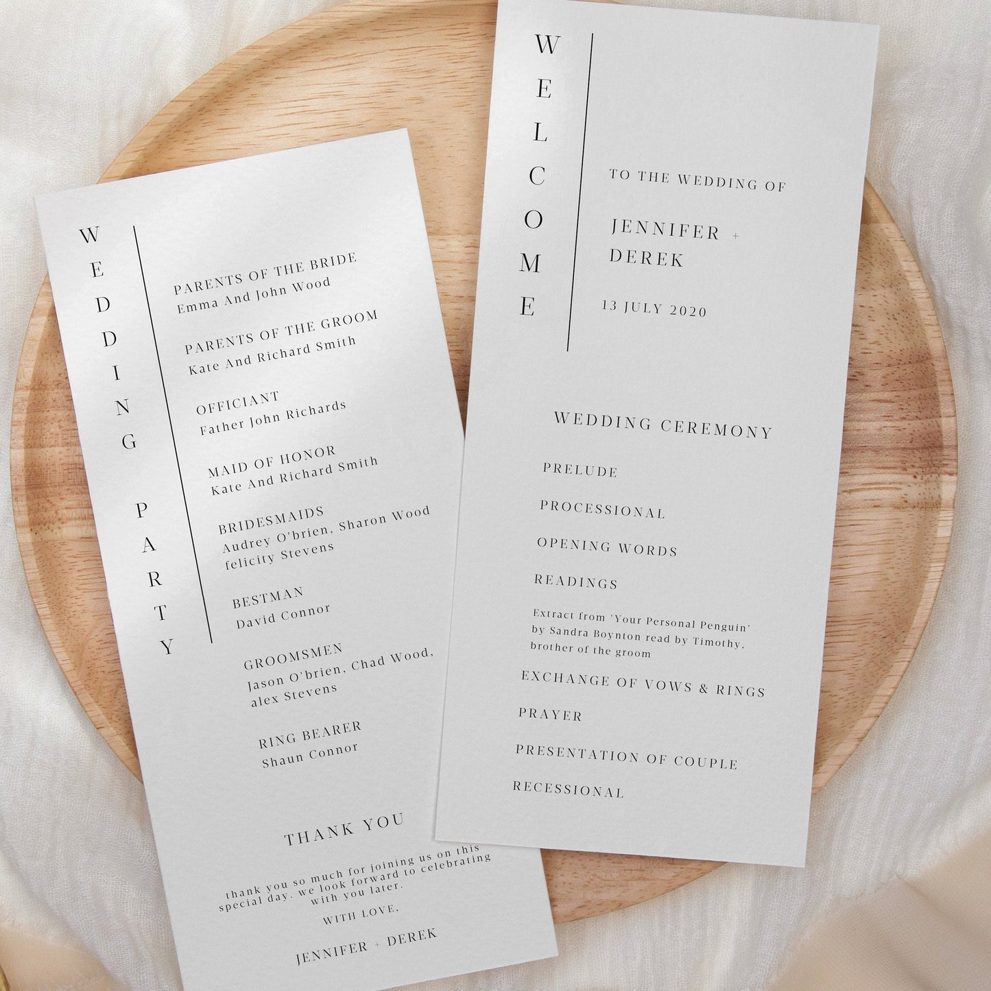 Minimalist Wedding Program - Make Me Digital: printable event invitations, party games & decor
