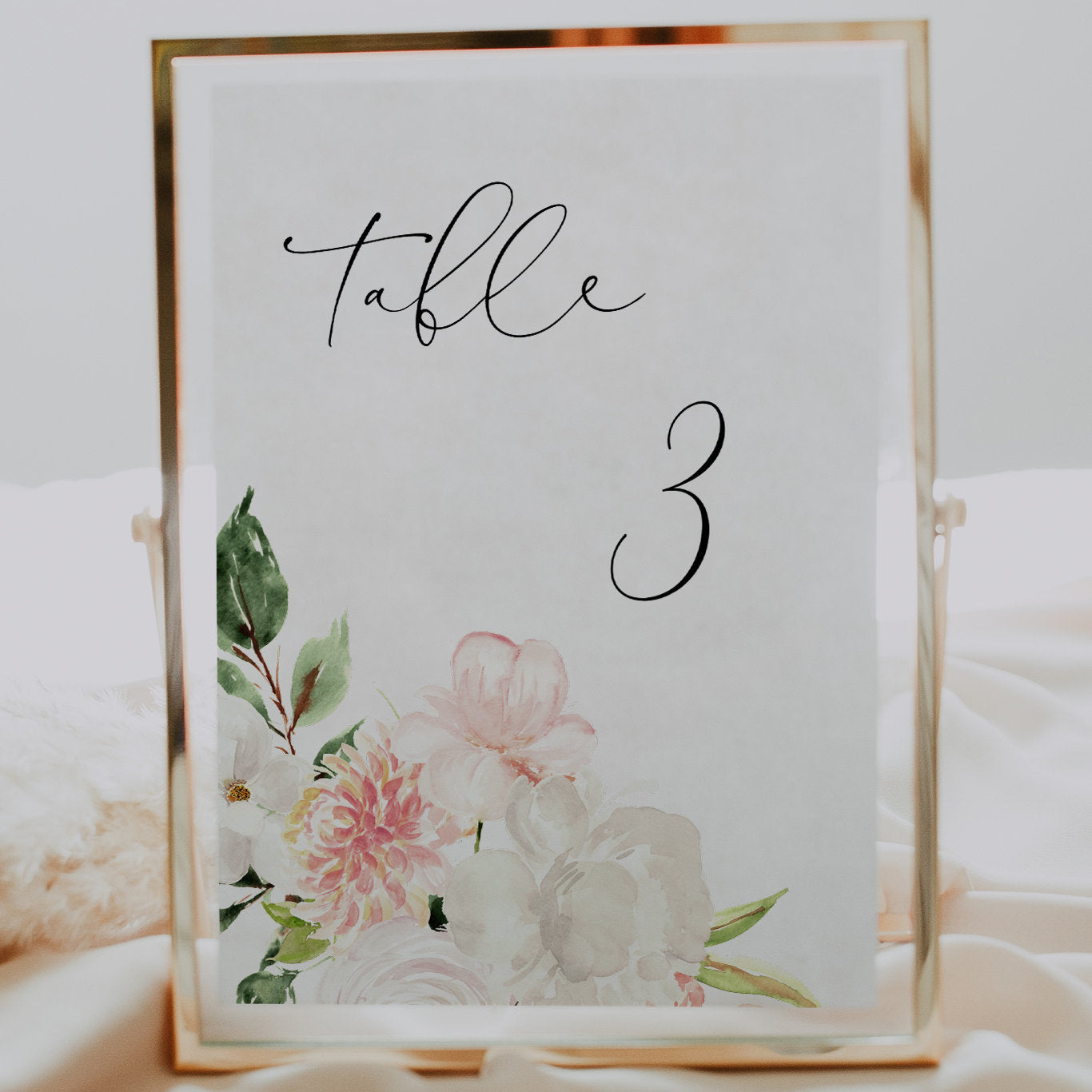 Blush Pink & White Floral Wedding Table Numbers - Make Me Digital: printable event invitations, party games & decor