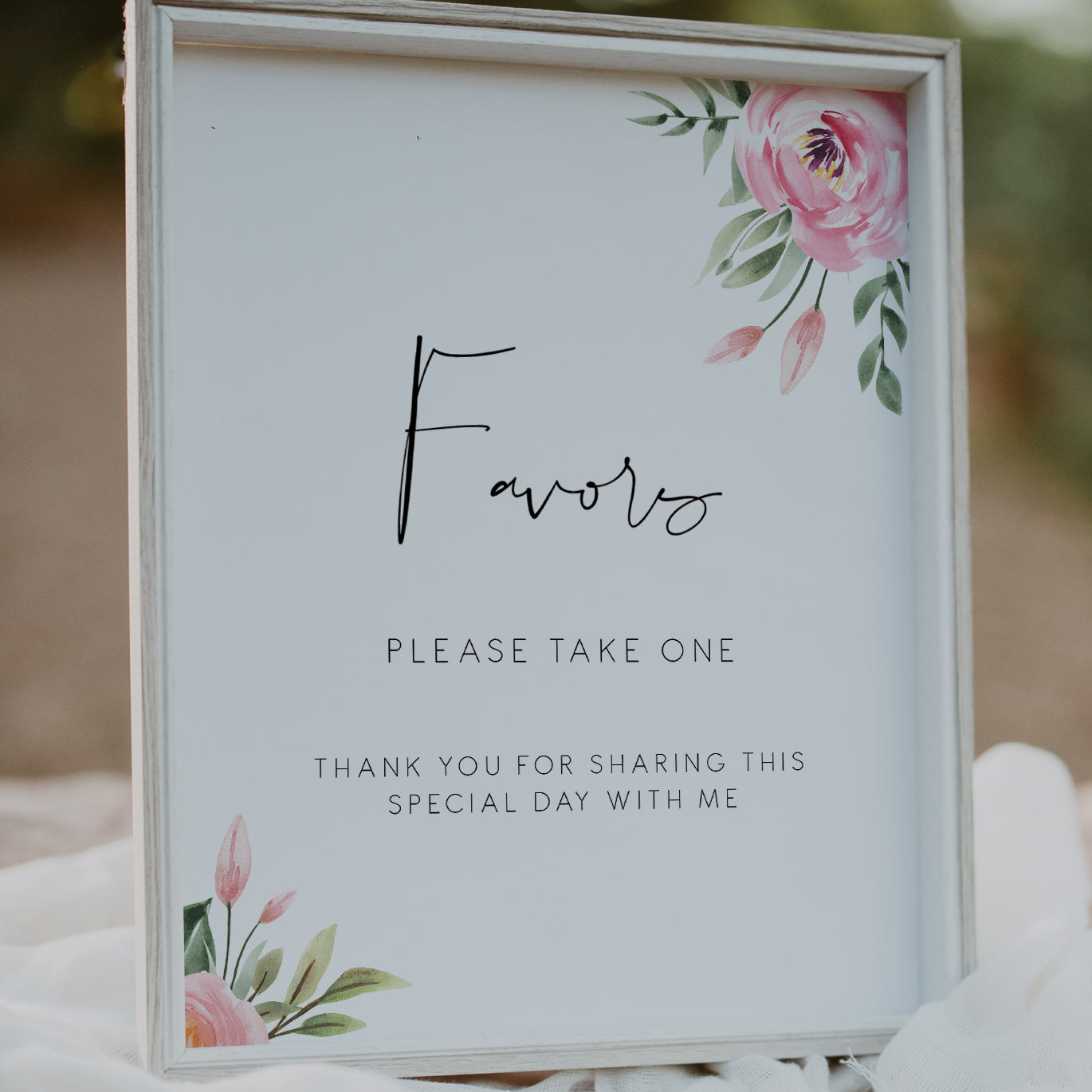 Serena Pink Peony Bridal Shower Favors Sign