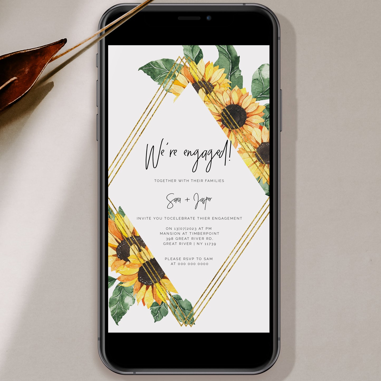 Sunflower Engagement Party Invitation & Evite