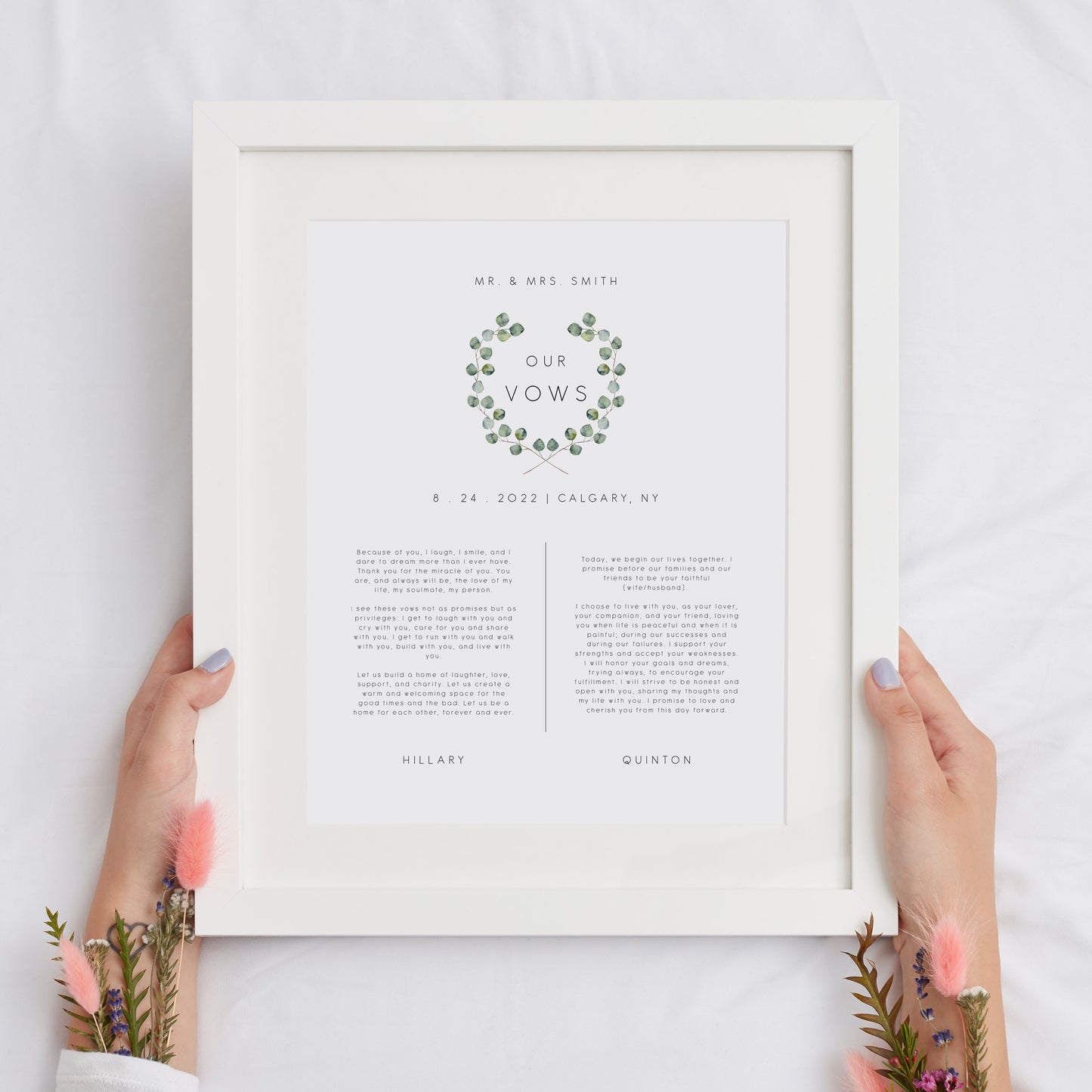 Silver Dollar Eucalyptus Vows Sign