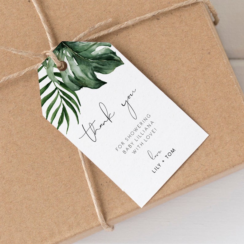 Tropical & Gold Baby Shower Thank You Tag