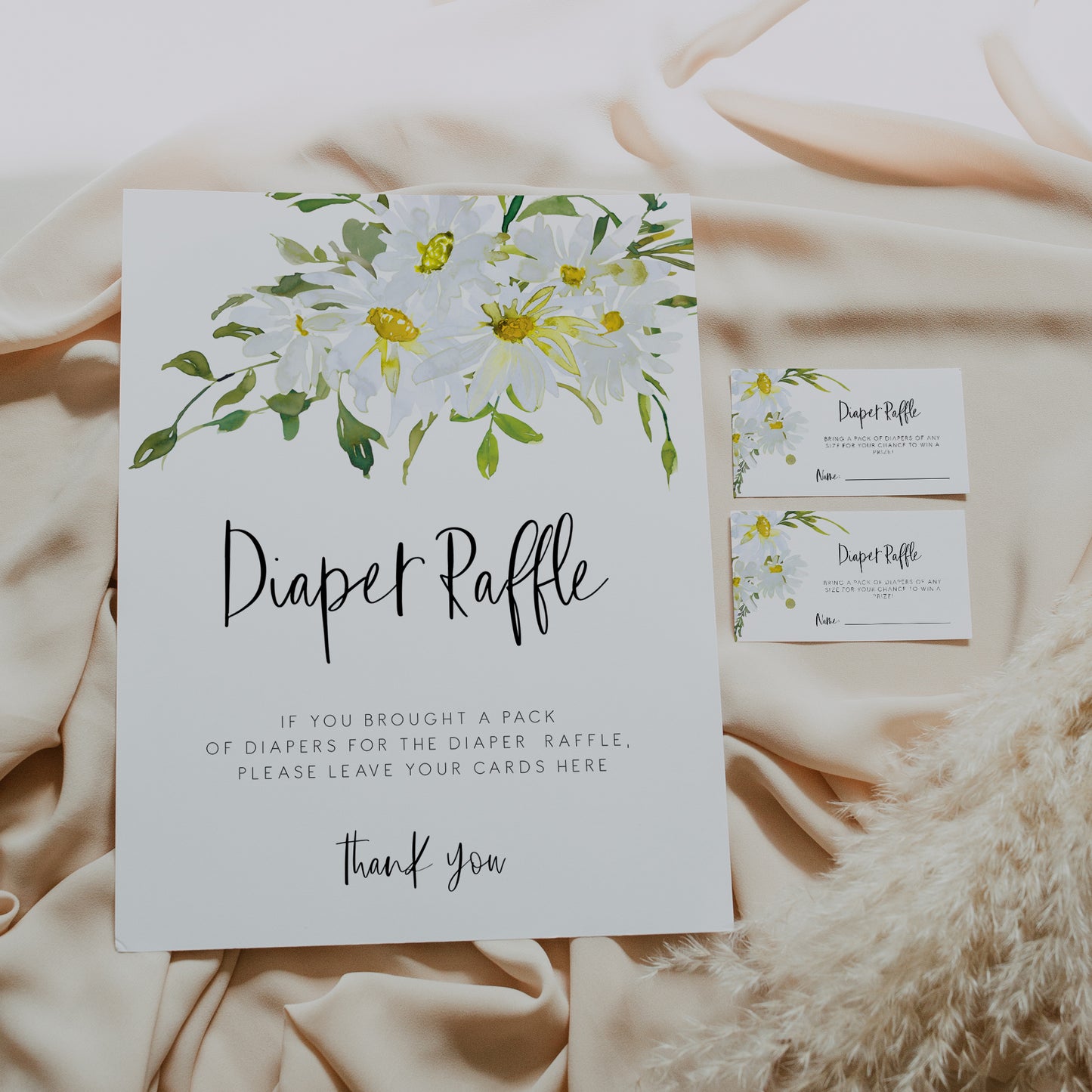 Delicate Daisy Baby Shower Diaper Raffle