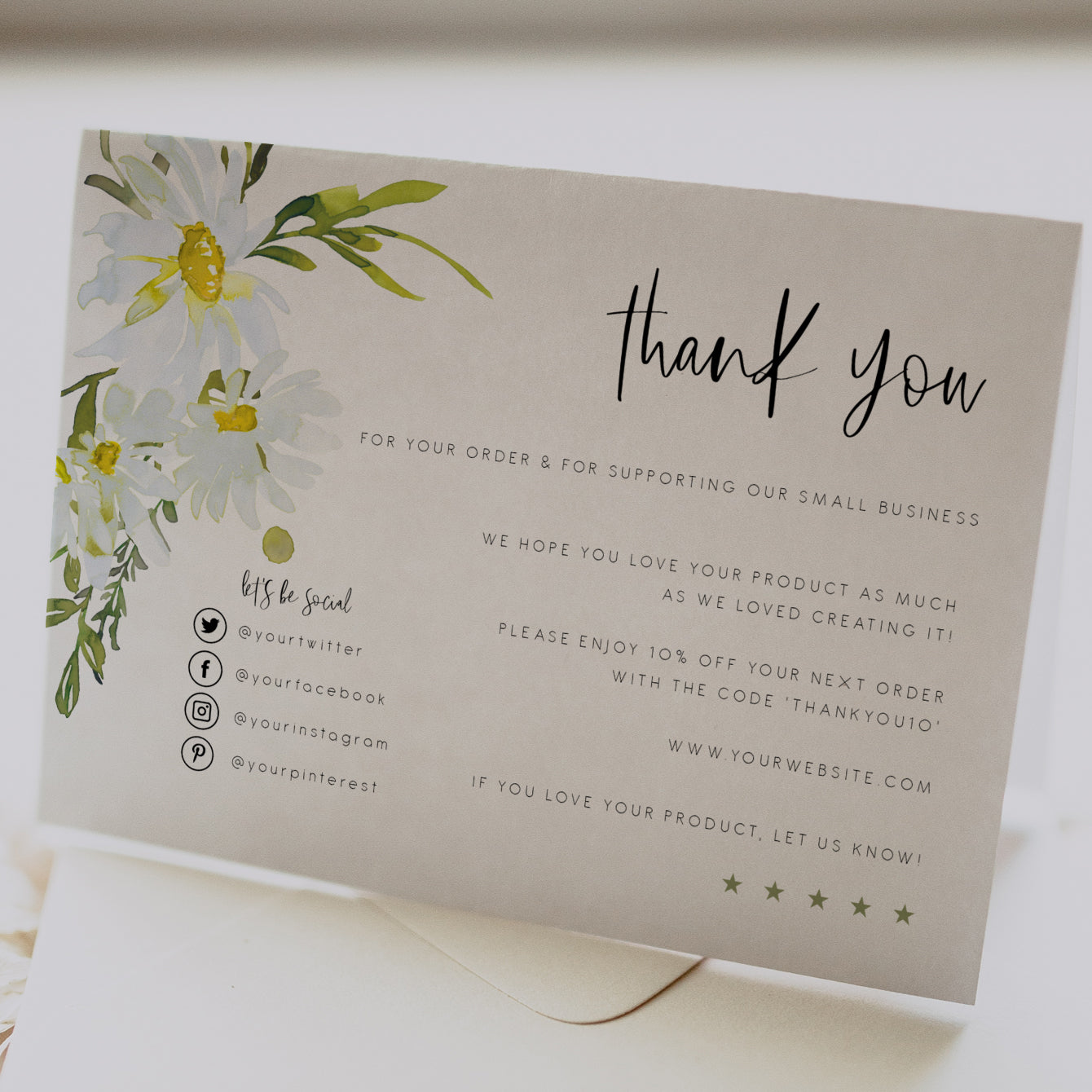Delicate Daisy Small Business Thank You Card