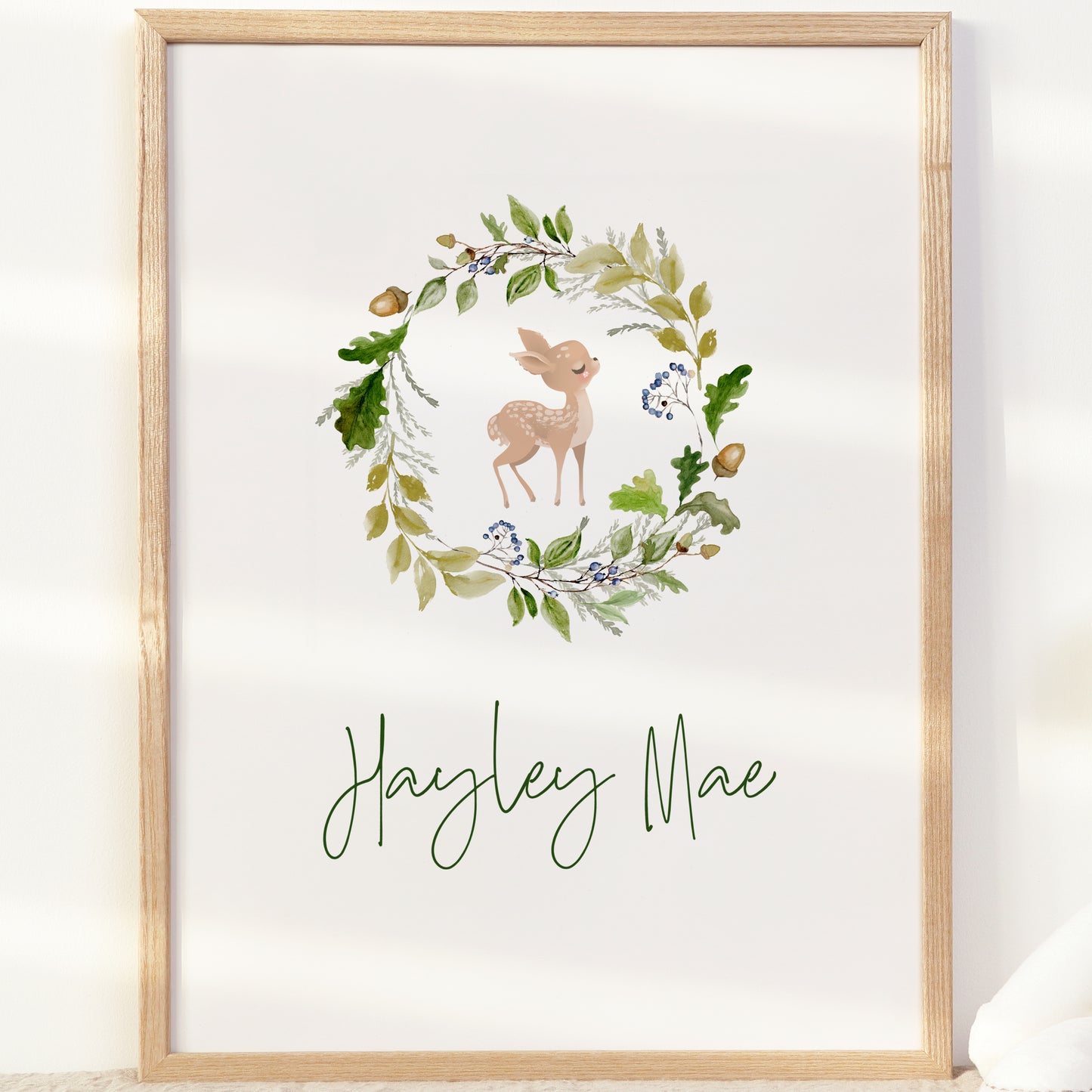 Woodland Deer Nursery Name Print Template