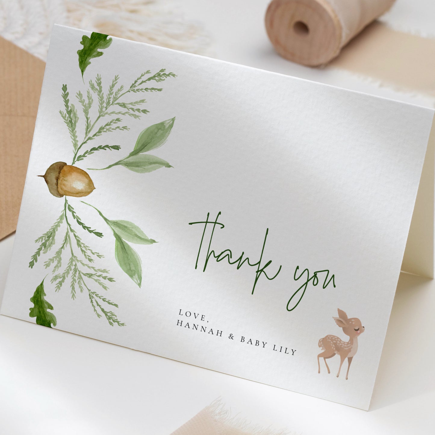 Woodland Deer Baby Shower Thank You card