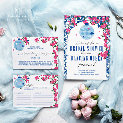 Dancing Queen Mamma Mia Arch Bridal Shower Invitation Bundle