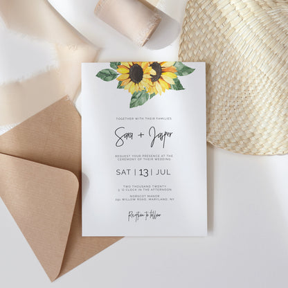 Sunflower Country themed Wedding Invitation