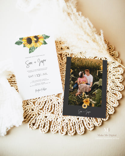 Sunflower Photo Country themed Wedding Invitation