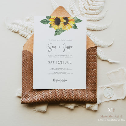 Sunflower Photo Country themed Wedding Invitation