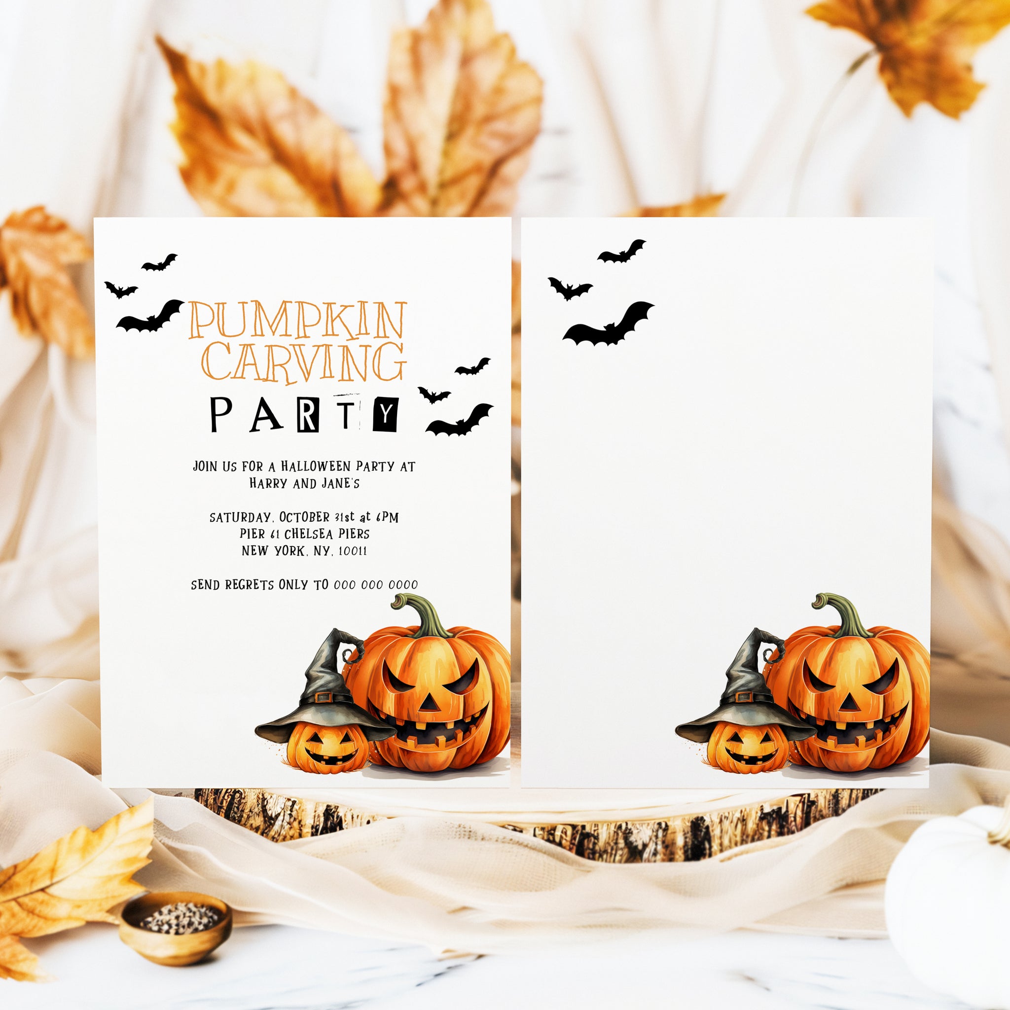Rustic Pumpkin Carving Party Halloween Invitation Template – Make Me ...