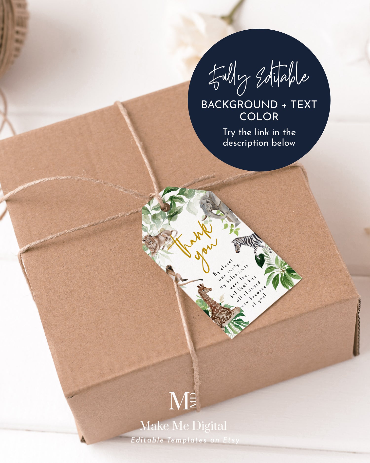Closet Filler tag Safari Animal Baby Shower - Make Me Digital: printable event invitations, party games & decor