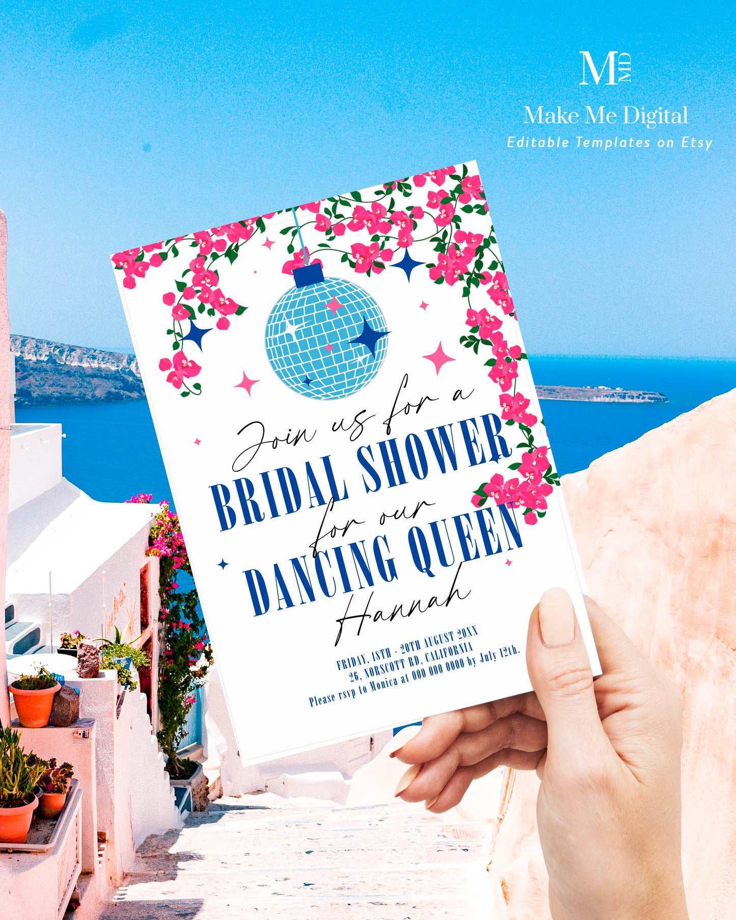 Dancing Queen Mamma Mia Bridal Shower Invitation template