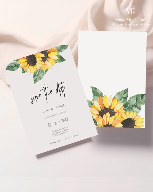 Sunflower Country theme Wedding Save the Date