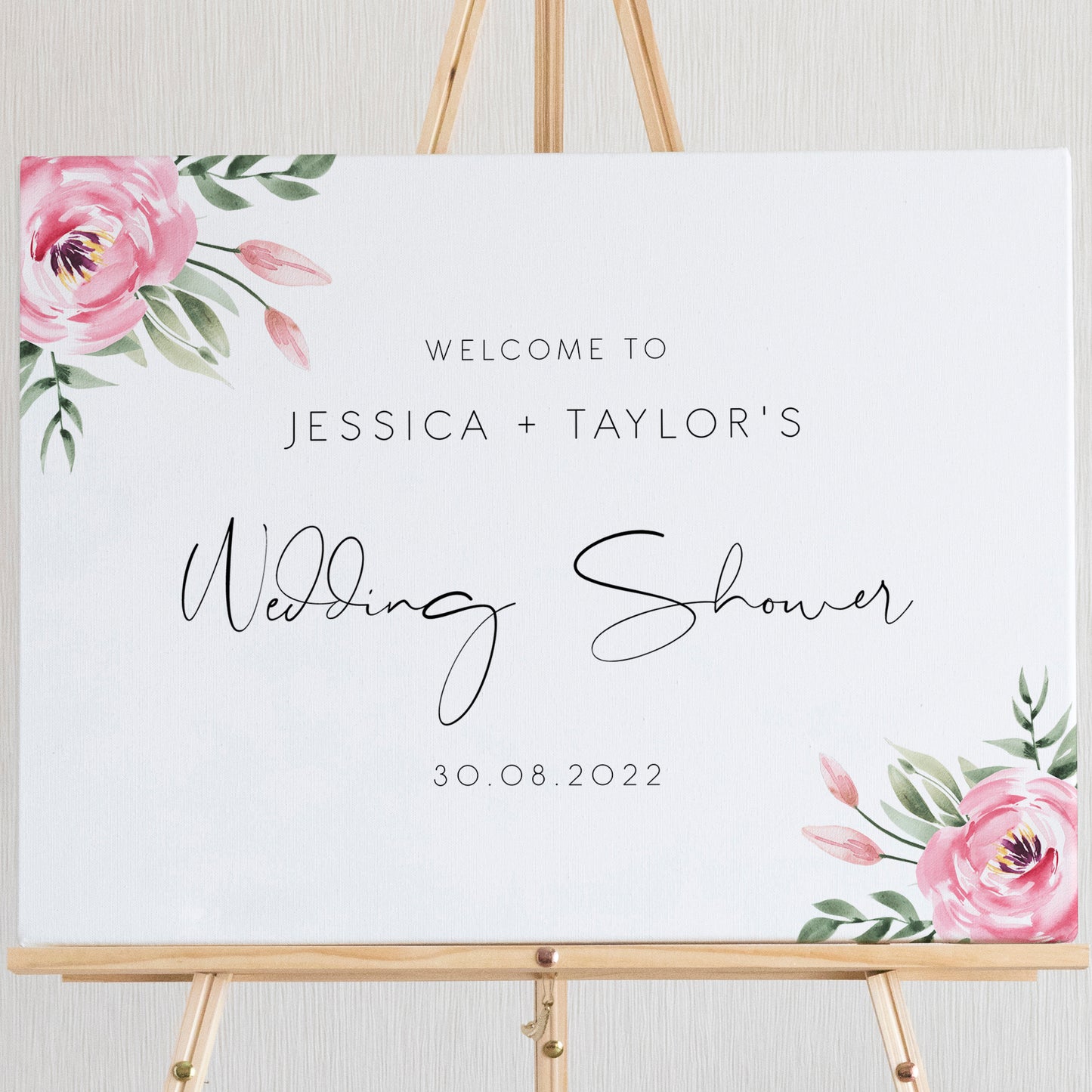 Serena Pink Peony Wedding Shower Welcome Sign