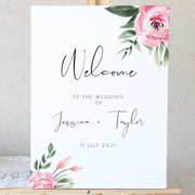 Serena Pink Peony Wedding Welcome Sign