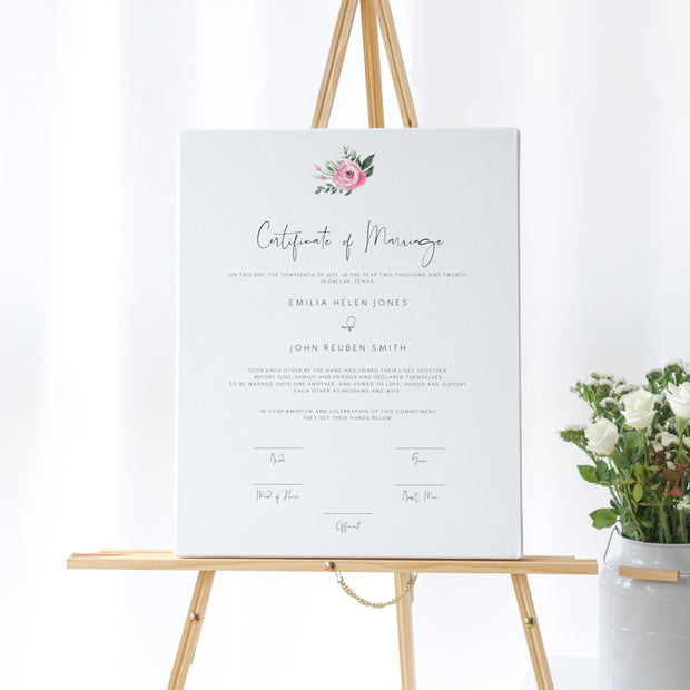Serena Pink Peony Marriage Certificate