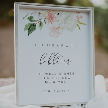 Blush Pink & White Floral Bubble Send-Off Sign
