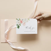 Blush Pink & White Floral Bridal Shower Thank you Card