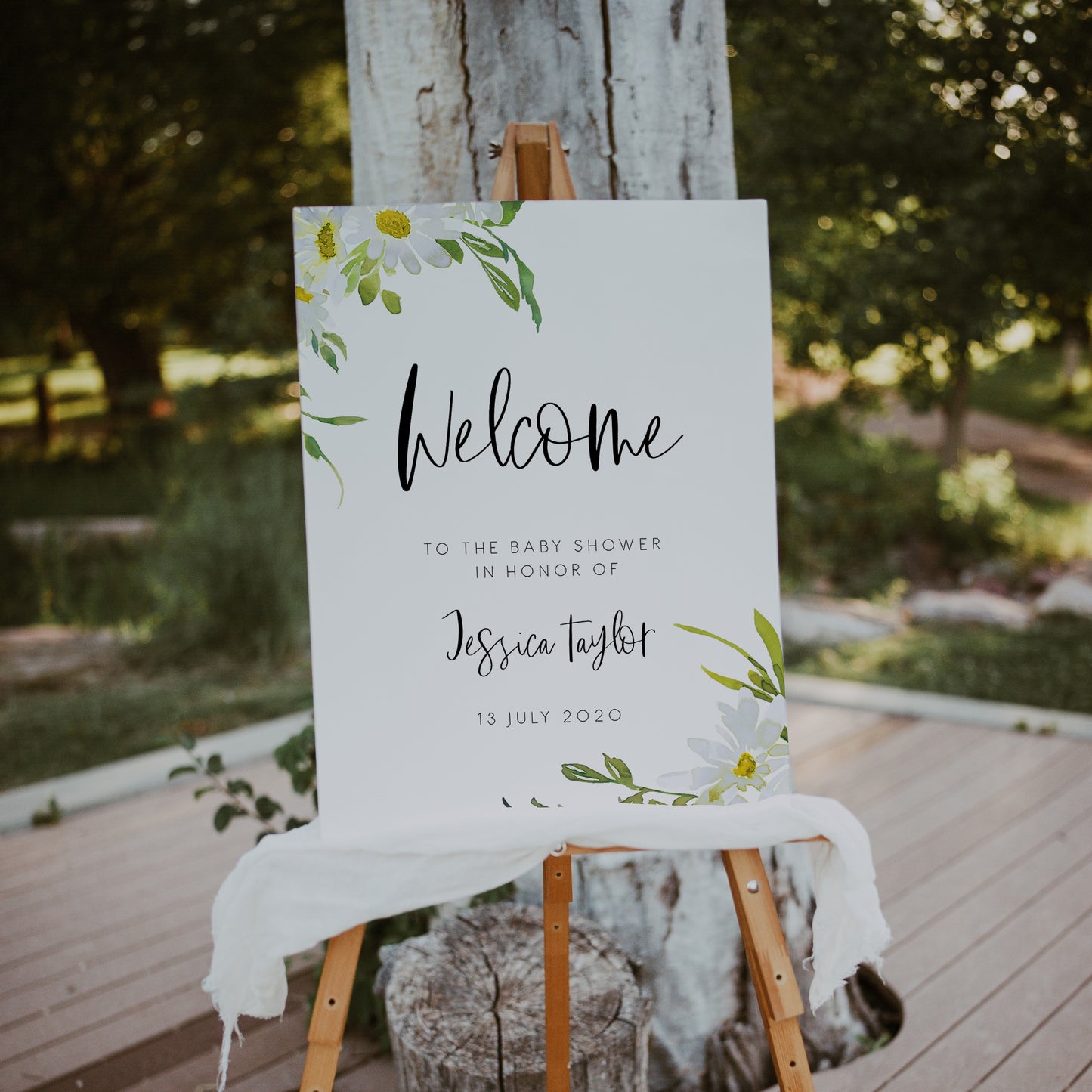 Delicate Daisy Baby Shower Welcome Sign