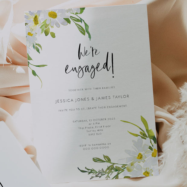 Delicate Daisy Engagement Party Invitation