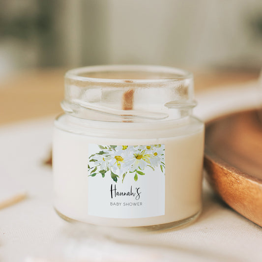 Delicate Daisy Baby Shower Candle Label