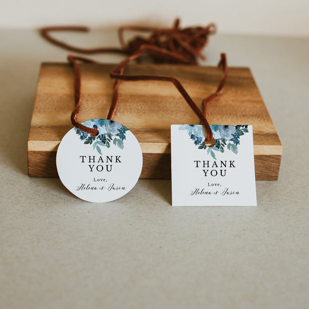 Blue Floral Wedding Thank you Tags