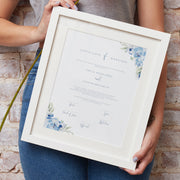 Dusky Blue Floral Marriage Certificate Keepsake