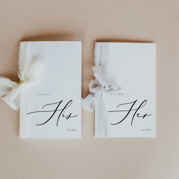 elegant calligraphy his and her vow books